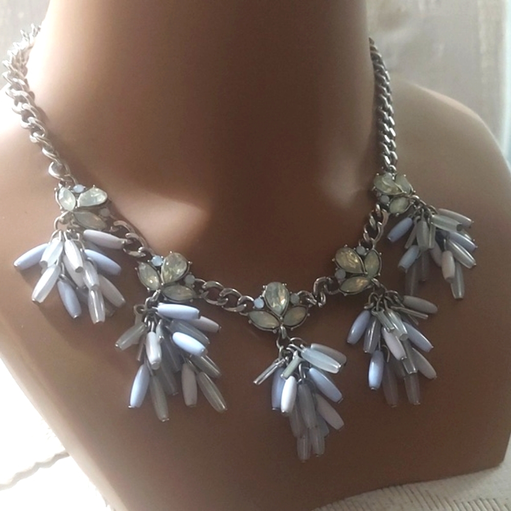 Crystal Cluster Beaded Chunky Statement Choker Ne… - image 3